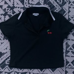 Navy Blue cherry croptop